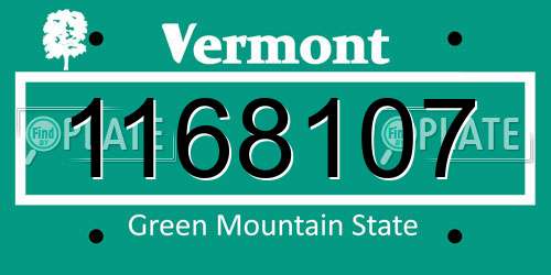 1168107 Vermont License Plate