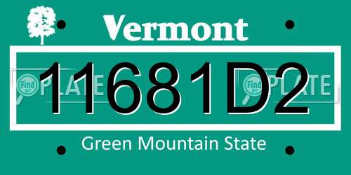 11681D2 Vermont License Plate
