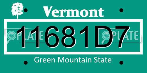 11681D7 Vermont License Plate