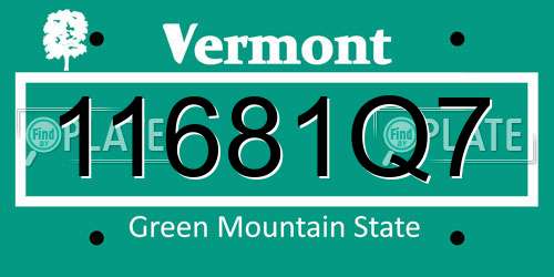 11681Q7 Vermont License Plate