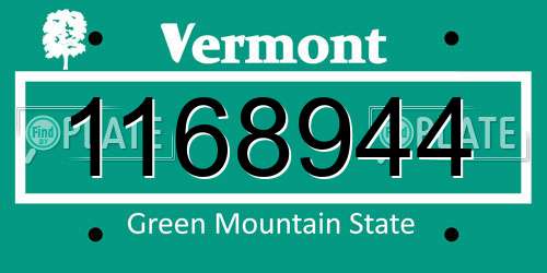 1168944 Vermont License Plate