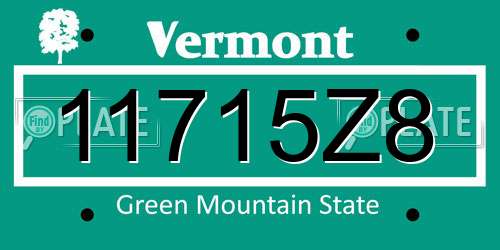 11715Z8 Vermont License Plate