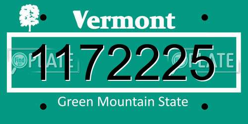 1172225 Vermont License Plate