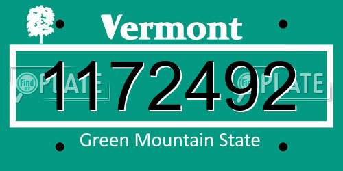 1172492 Vermont License Plate