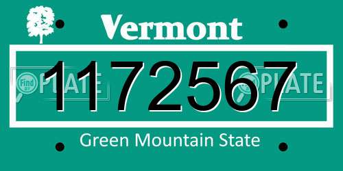 1172567 Vermont License Plate