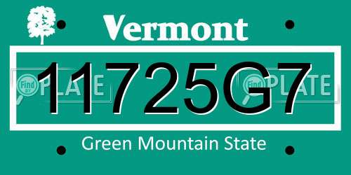 11725G7 Vermont License Plate