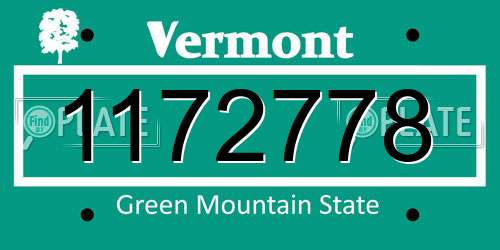 1172778 Vermont License Plate