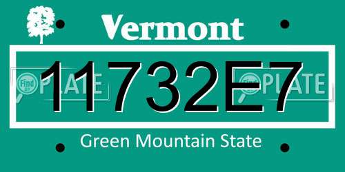 11732E7 Vermont License Plate