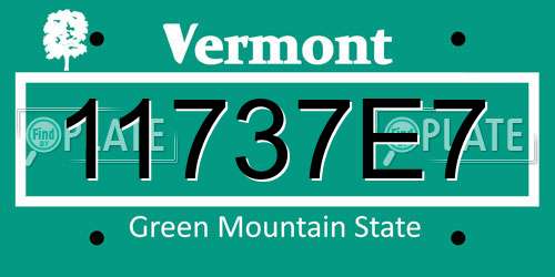 11737E7 Vermont License Plate
