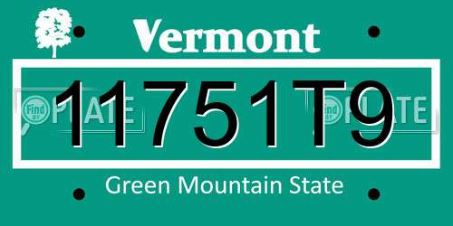 11751T9 Vermont License Plate