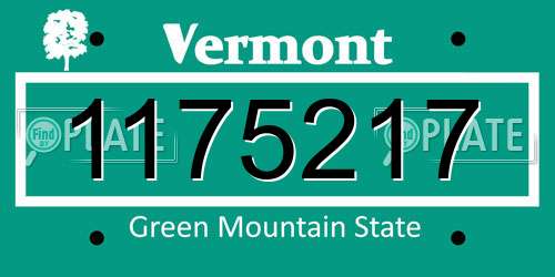 1175217 Vermont License Plate