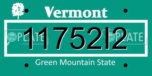 11752I2 Vermont License Plate