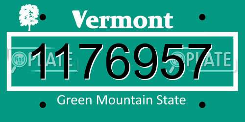 1176957 Vermont License Plate