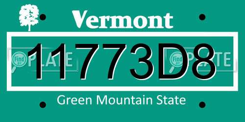11773D8 Vermont License Plate