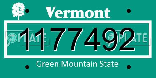1177492 Vermont License Plate