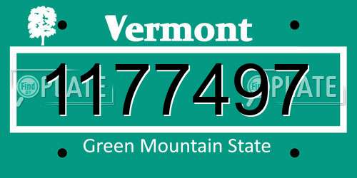 1177497 Vermont License Plate