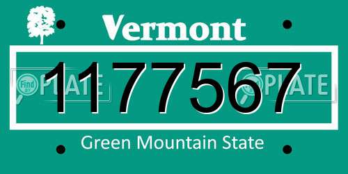 1177567 Vermont License Plate