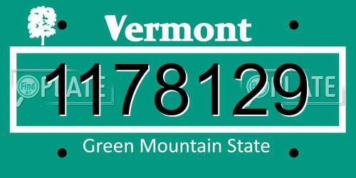 1178129 Vermont License Plate