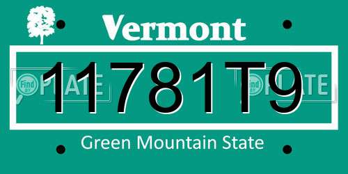 11781T9 Vermont License Plate
