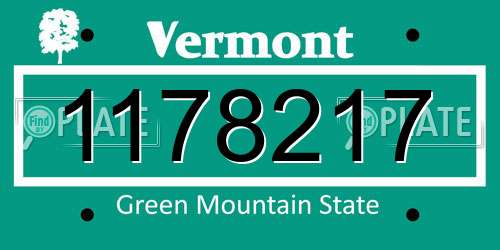 1178217 Vermont License Plate