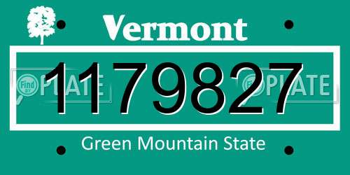 1179827 Vermont License Plate