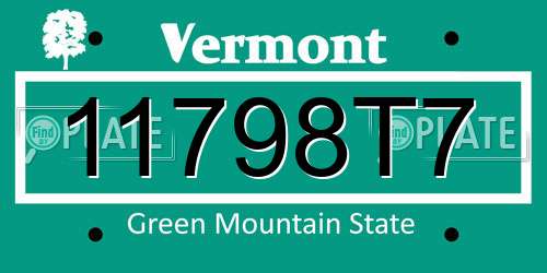 11798T7 Vermont License Plate