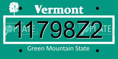 11798Z2 Vermont License Plate