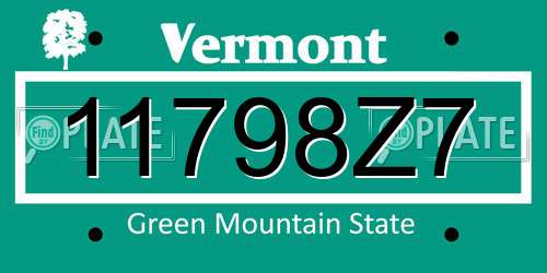 11798Z7 Vermont License Plate