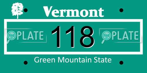 118 Vermont License Plate