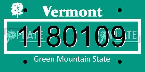 1180109 Vermont License Plate