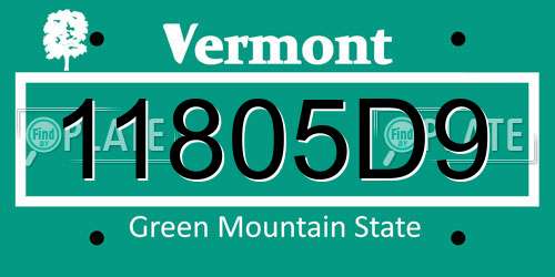 11805D9 Vermont License Plate