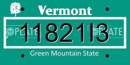 11821I3 Vermont License Plate