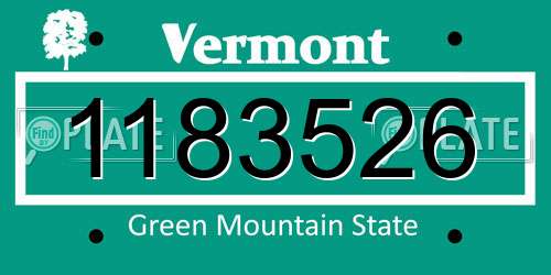1183526 Vermont License Plate