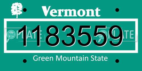 1183559 Vermont License Plate