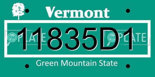 11835D1 Vermont License Plate