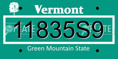 11835S9 Vermont License Plate