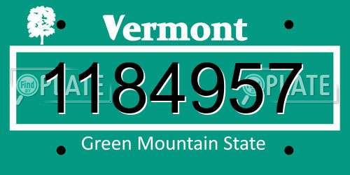 1184957 Vermont License Plate