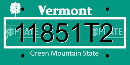 11851T2 Vermont License Plate