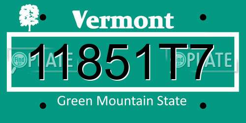 11851T7 Vermont License Plate