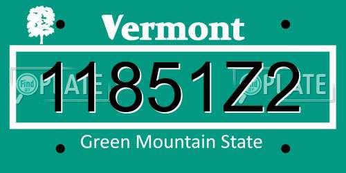 11851Z2 Vermont License Plate