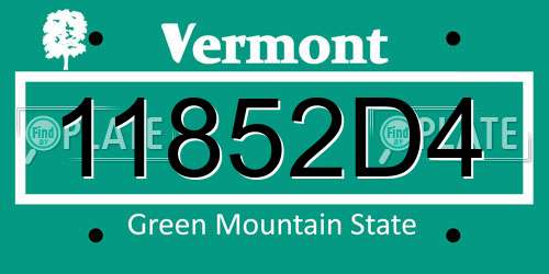 11852D4 Vermont License Plate