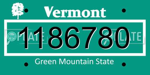 1186780 Vermont License Plate
