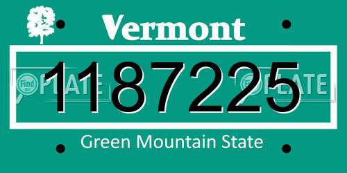 1187225 Vermont License Plate