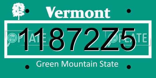 11872Z5 Vermont License Plate