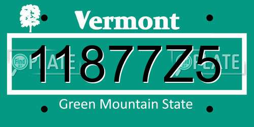 11877Z5 Vermont License Plate