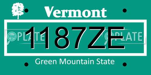 1187ZE Vermont License Plate