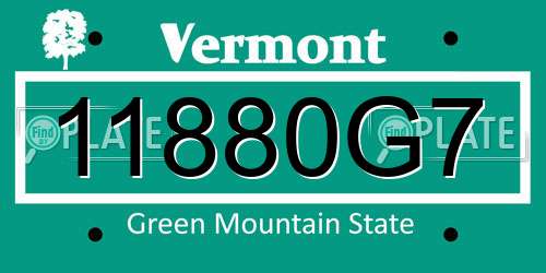 11880G7 Vermont License Plate