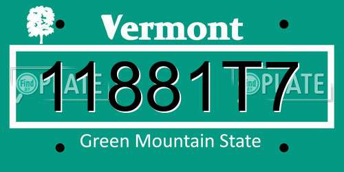 11881T7 Vermont License Plate