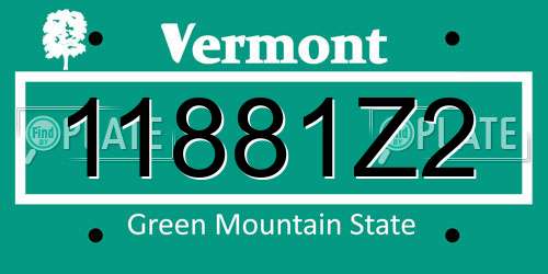 11881Z2 Vermont License Plate