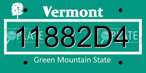 11882D4 Vermont License Plate